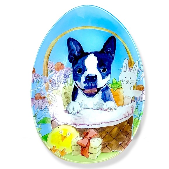 3pc Glass Serving Set ◈ Easter Dogs Frenchie Corgi - Picture 4 of 5